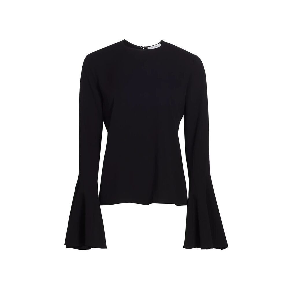 FRAME Elegant Flutter Bell Sleeve Blouse Women Sz XL in Black NEW $398